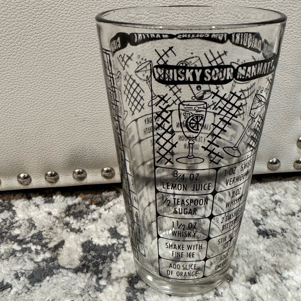 Federal Glass Co. Barware Bartender Mixed Drink Recipe Shaker Tumbler